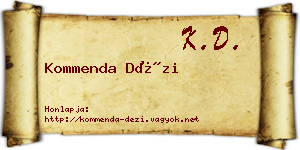 Kommenda Dézi névjegykártya